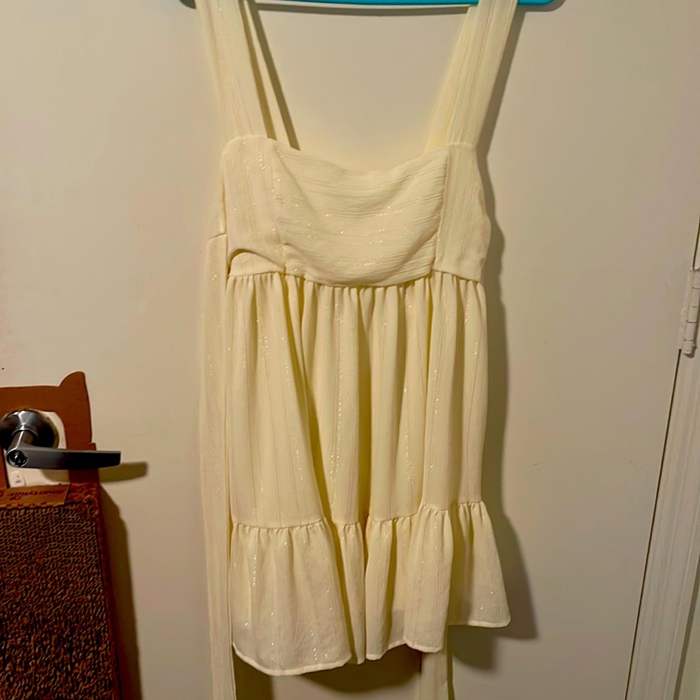 Lucy in the sky pale yellow dress with shimmer accents